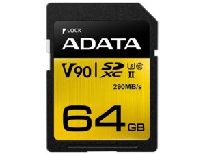 ADATA SDXC Card 64GB, Premier ONE UHS-II ASDX64GUII3CL10C