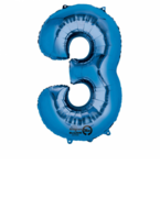 Amscan Folienballon Zahl 3 blau 7632827901