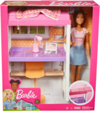 Barbie Deluxe-Set Möbel Hochbett mit Schreibtisch & Puppe FXG52