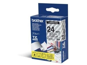 Brother PTOUCH Band, laminiert schwarz/klar TZ151