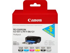 Canon Tinte 6496B005 / PGI-550/CLI-551 Multipack BK,C,M,Y,GY 6496B005A1