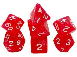Dice4friends Würfelset Confetti: Ruby Red (7) DIC17534