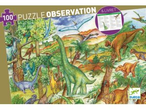 DJECO Puzzle Dinosaurier 100 Teile (inkl. Büchlein) DJ07424