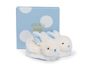 DouDouetcompagnie Bonbon Hase Füsslinge mit Rassel, blau 0-6M DC1309
