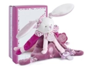 DouDouetcompagnie Kirsche Hase mit Schnullerhalter 17cm DC2701