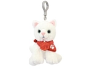DouDouetcompagnie Schlüsselanhänger Katze weiss, 13cm HO3309