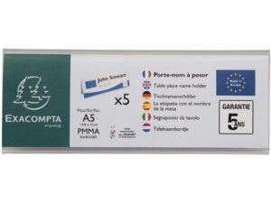 Exacompta Namensschild fÃ¼r A5, 5-er Set 85358D