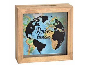 G. Wurm Spardose Reisekasse aus Holz/Glas 10040875