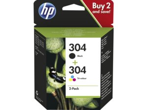 HP 304 2-Pack Black/Tri-color Original Ink Cartridges 3JB05AE