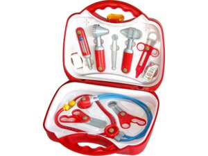 klein Arztkoffer rot 10 Teile 26x17 cm, Schere, Spritze, 55420383