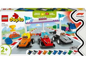 LEGO F1 Team Rennautos mit Rennfahrern, Lego Duplo, 70 Teile, ab 2 Jahren 10445