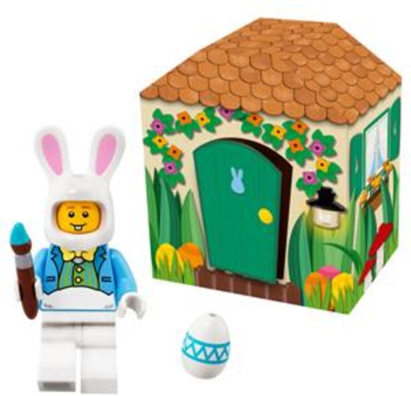 LEGO Osterhasenhütte und Minifigur Hase