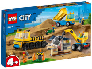 LEGO Baufahrzeuge und Kran mit Abrissbirne, Lego City, 235 Teile, ab 4 Jahren 60391