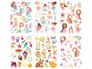 Papierdrachen Tattoos Einhorn, Meerjungfrau, Prinzessin PAPDT002
