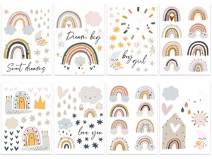 Papierdrachen Wandtattoos-Set Regenbogen PAPDWT010
