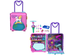 polly pocket Urlaub Rollkoffer Spielset. Griff. 4 Puppen. Zubehör. ab 4 Jahren 57007511