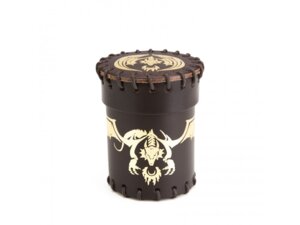 Q-Workshop Flying Dragon Leather Dice Cup Brown & Golden QWOCFDR2