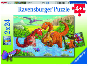 Ravensburger Puzzle Spielende Dinos 2x24 Teile, 26x18 cm, ab 4 Jahren 60005030