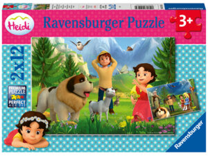 Ravensburger Puzzle Heidi Gemeinsame Zeit in den Bergen, 2x12 Teile, 26x 18 cm, Poster, ab 3 Jahren 60005143