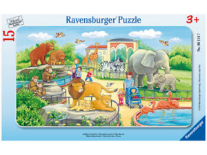 Ravensburger Puzzle Ausflug in den Zoo 15 Teile, Rahmenpuzzle, 25x14.5 cm, ab 3 Jahren 60006116