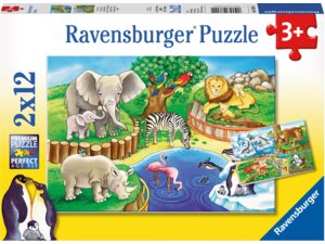 Ravensburger Puzzle Tiere im Zoo 2x12 Teile, 26x18 cm, 60007602