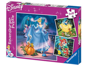 Ravensburger Puzzle Arielle, Aschenputtel 3x49 Teile, 21x21 cm, ab 5 Jahren 60009339