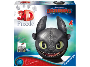 Ravensburger Puzzleball Dragons Ohnezahn mit Ohren, 72 Teile, ø 13 cm, ab 6 Jahren 60011145