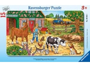 Ravensburger Puzzle Bauernhofleben 15 Teile, Rahmenpuzzle, 25x14.5 cm, ab 3 Jahren 60351