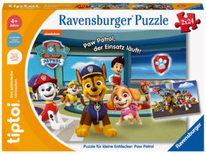 Ravensburger Tiptoi Puzzle Paw Patrol, d 2x12 Teile, 26x18 cm, 2 Mini- Poster, ohne Stift, ab 4 Jahren 60600135