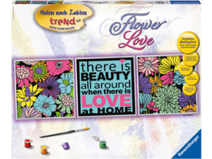 Ravensburger Malset Flower Love Malen nach Zahlen Trend, 1 Motiv, 3 Teile, 90x30 cm 64728973