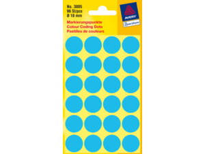 AVERY Zweckform 3005 Markierungspunkte, Ø 18 mm, 4 Bogen/96 Etiketten, blau 3005