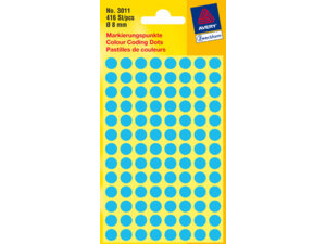 AVERY Zweckform 3011 Markierungspunkte, Ø 8 mm, 4 Bogen/416 Etiketten, blau 3011