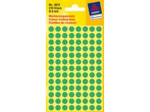 AVERY Zweckform 3012 Markierungspunkte, Ø 8 mm, 4 Bogen/416 Etiketten, grün 3012
