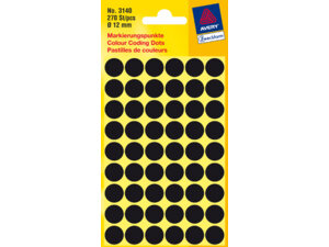 AVERY Zweckform 3140 Markierungspunkte, Ø 12 mm, 5 Bogen/270 Etiketten, schwarz 3140