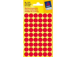 AVERY Zweckform 3141 Markierungspunkte, Ø 12 mm, 5 Bogen/270 Etiketten, rot 3141