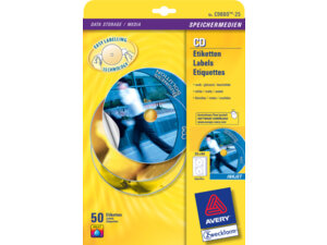 AVERY Zweckform C9660-25 CD-Etiketten SuperSize, Ø 117 mm, CDs, 25 Bogen/50 Etiketten, weiss C9660-25