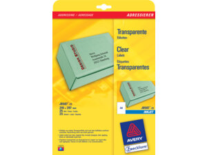 AVERY Zweckform J8567-25 Versandetiketten, 210 x 297 mm, Pakete, Päckchen, 25 Bogen/25 Etiketten, transparent J8567-25