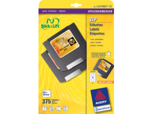 AVERY Zweckform L4747REV-25 Etiketten für ZIP-Disketten, 59 x 50 mm, 25 Bogen/375 Etiketten, weiss L4747REV-25