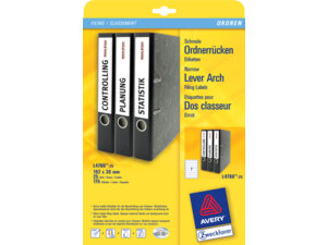 AVERY Zweckform L4760-25 Ordner-Etiketten, 38 x 192 mm, schmale Ordner (kurz), z.B. Leitz, Elba, Esselte, Mehle, L4760-25