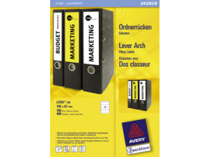 AVERY Zweckform L4761-100 Ordner-Etiketten, 61 x 192 mm, breite Ordner (kurz), z.B. Leitz, Elba, Mehle, Bene, L4761-100