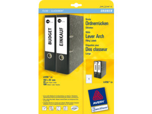 AVERY Zweckform L4761-25 Ordner-Etiketten, 61 x 192 mm, breite Ordner (kurz), z.B. Leitz, Elba, Mehle, Bene, L4761-25