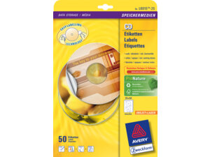 AVERY Zweckform L6015-25 CD-Etiketten ClassicSize, Ø 117 mm, CDs, Zentrierhilfe, 25 Bogen/50 Etiketten, weiss L6015-25