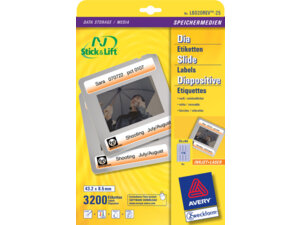 AVERY Zweckform L6020REV-25 Etiketten für Dias, 43,2 x 8,5 mm, 25 Bogen/3.200 Etiketten, weiss L6020REV-25