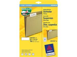 AVERY Zweckform L6021REV-25 Sichtreiter-Etiketten, 45,7 x 16,9 mm, 25 Bogen/1.600 Etiketten, weiss L6021REV-25