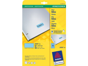 AVERY Zweckform L6039-20 Farbige Etiketten, 45,7 x 21,2 mm, 20 Bogen/960 Etiketten, blau L6039-20