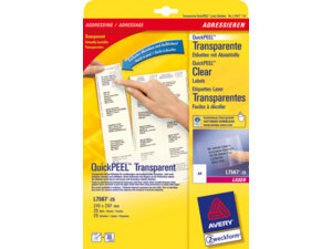 AVERY Zweckform L7567-25 Versandetiketten, 210 x 297 mm, Pakete, Päckchen, 25 Bogen/25 Etiketten, transparent L7567-25