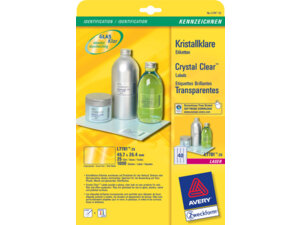 AVERY Zweckform L7781-25 Kristallklare Etiketten, 45,7 x 25,4 mm, 25 Bogen/1.000 Etiketten, klar L7781-25